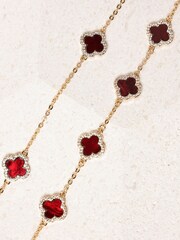 Jon Richard Gold Tone Carnelian Station Clover Necklace - Image 2 of 4