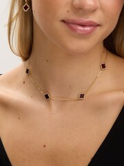 Jon Richard Gold Tone Carnelian Station Clover Necklace - Image 4 of 4