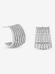 Jon Richard Metallic Cubic Zirconia Multirow Hoop Earrings - Image 1 of 4
