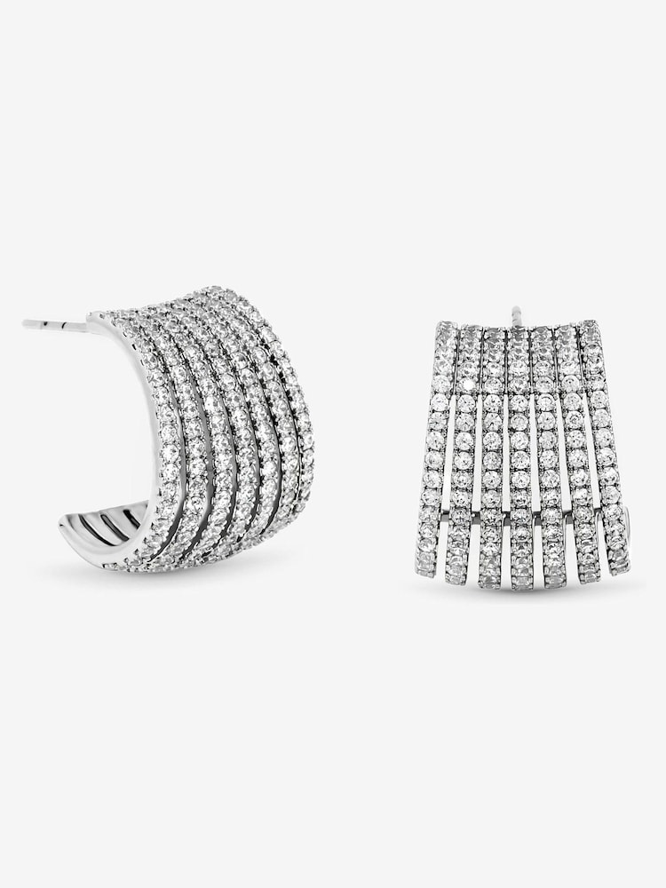 Jon Richard Metallic Cubic Zirconia Multirow Hoop Earrings - Image 1 of 4