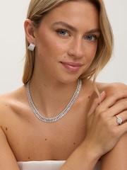 Jon Richard Metallic Cubic Zirconia Multirow Hoop Earrings - Image 2 of 4
