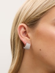 Jon Richard Metallic Cubic Zirconia Multirow Hoop Earrings - Image 3 of 4
