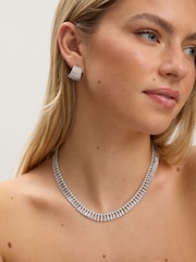 Jon Richard Metallic Cubic Zirconia Multirow Hoop Earrings - Image 4 of 4