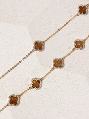Jon Richard Gold Tone Tigers Eye Clover Bracelet - Image 2 of 4