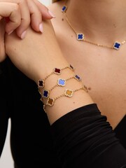 Jon Richard Gold Tone Tigers Eye Clover Bracelet - Image 4 of 4