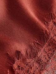 Rust Brown Asymetric Lace Trim Cami Top - Image 6 of 7
