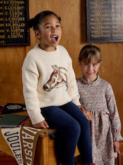 Joules Girls' Cream Horse Knitted Jumper - Image 5 of 10