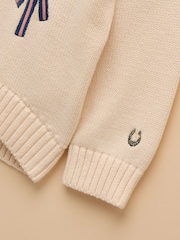 Joules Girls' Cream Horse Knitted Jumper - Image 8 of 10