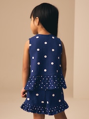 Navy Spot Peplum Vest and Shorts Set (3mths-7yrs) - Image 2 of 9