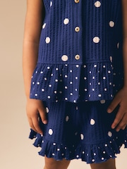 Navy Spot Peplum Vest and Shorts Set (3mths-7yrs) - Image 4 of 9