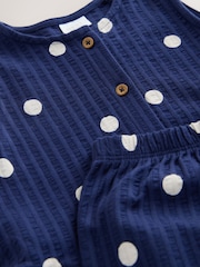 Navy Spot Peplum Vest and Shorts Set (3mths-7yrs) - Image 8 of 9
