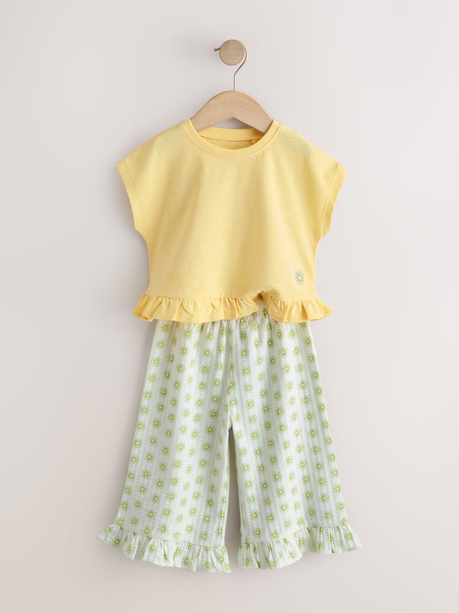 Buy Yellow Flower Wide Leg Trousers Set (3mths-7yrs) from Next USA