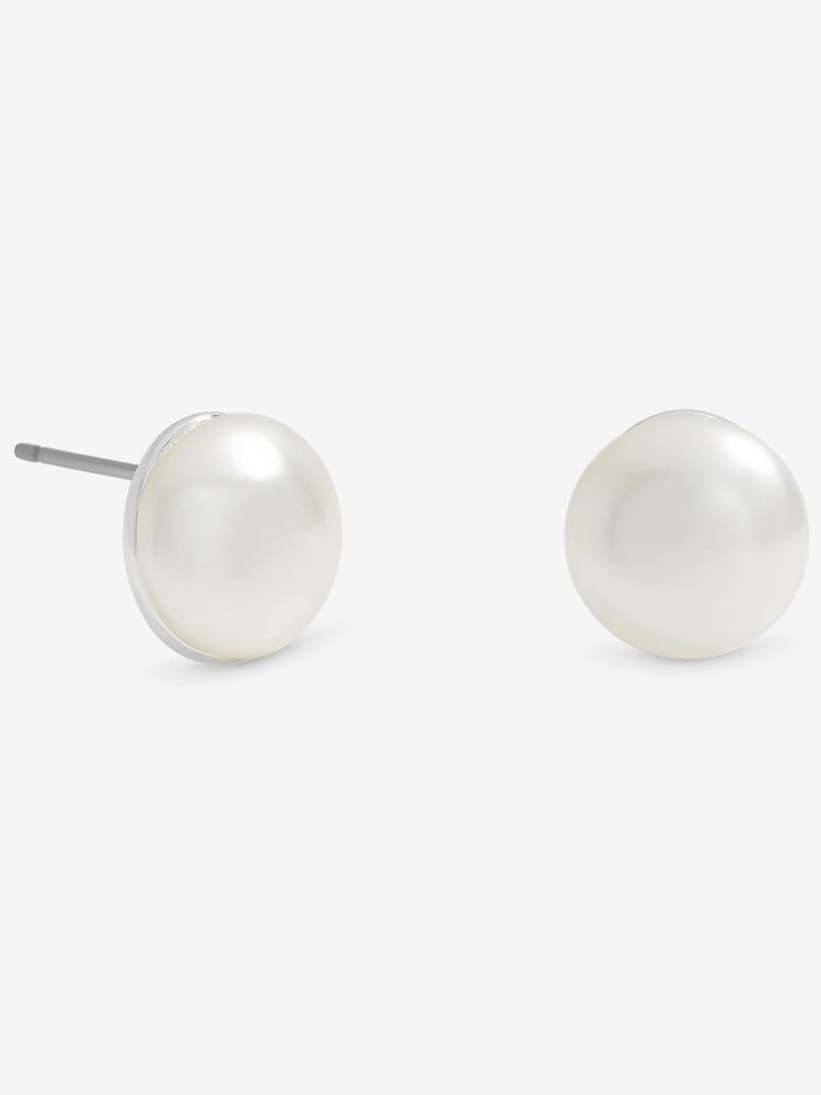 Jon Richard Silver Tone Cream Small Bouton Pearl Earrings - Image 1 of 2 Jon Richard Silver Tone Cream Small Bouton Pearl Earrings - Image 1 of 2