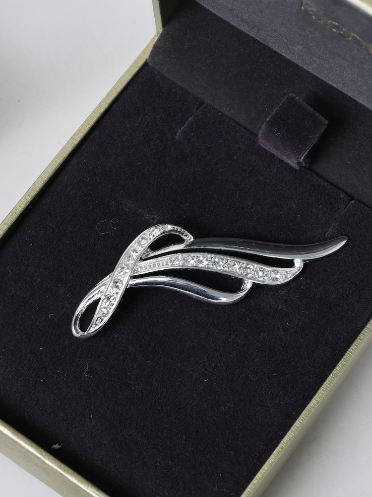 Jon Richard Silver Plated and Pave Contempoary Long Brooch Gift Box - Image 3 of 3 Jon Richard Silver Plated and Pave Contempoary Long Brooch Gift Box - Image 3 of 3