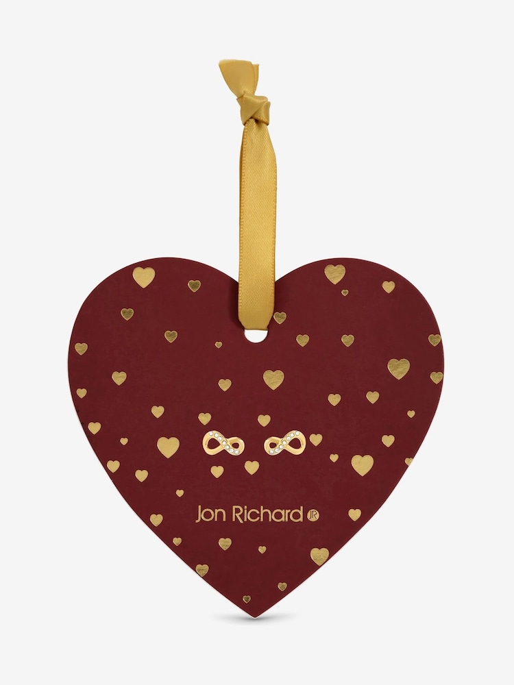 Jon Richard Gold Plated 18K Pave Infinity Hanging Heart Earrings - Image 2 of 2