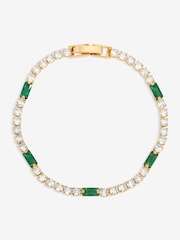 Jon Richard Gold Plated Round Stone and Emerald Tennis Bracelet - Image 1 of 4