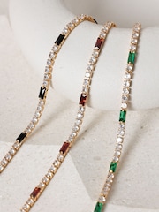 Jon Richard Gold Plated Round Stone and Emerald Tennis Bracelet - Image 2 of 4