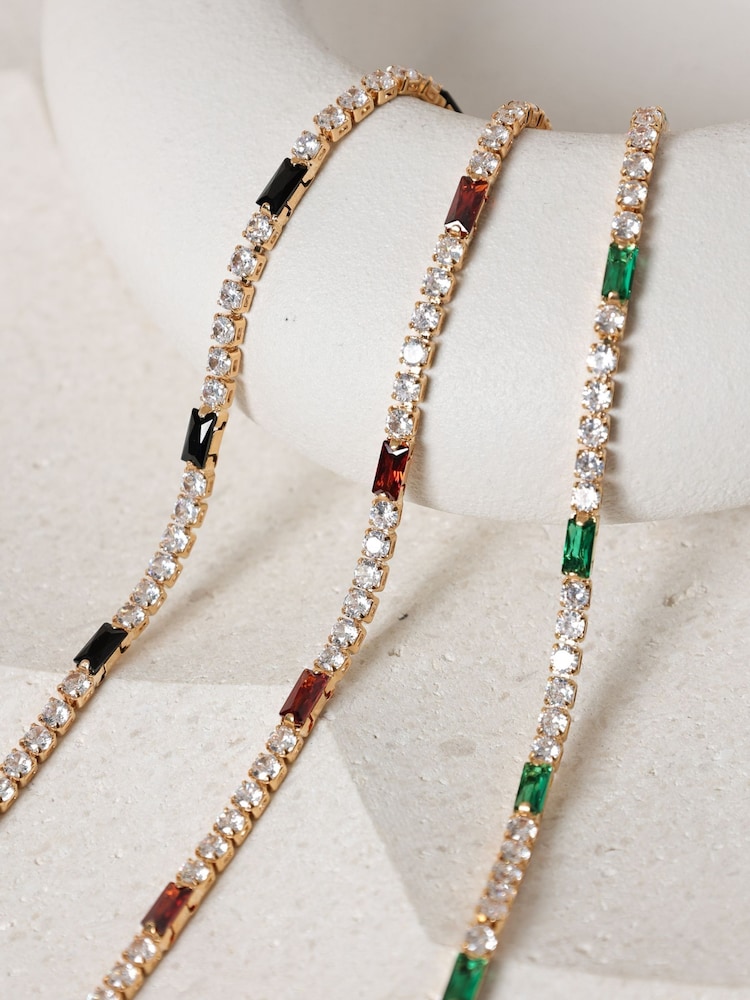 Jon Richard Gold Plated Round Stone and Emerald Tennis Bracelet - Image 2 of 4 Jon Richard Gold Plated Round Stone and Emerald Tennis Bracelet - Image 2 of 4