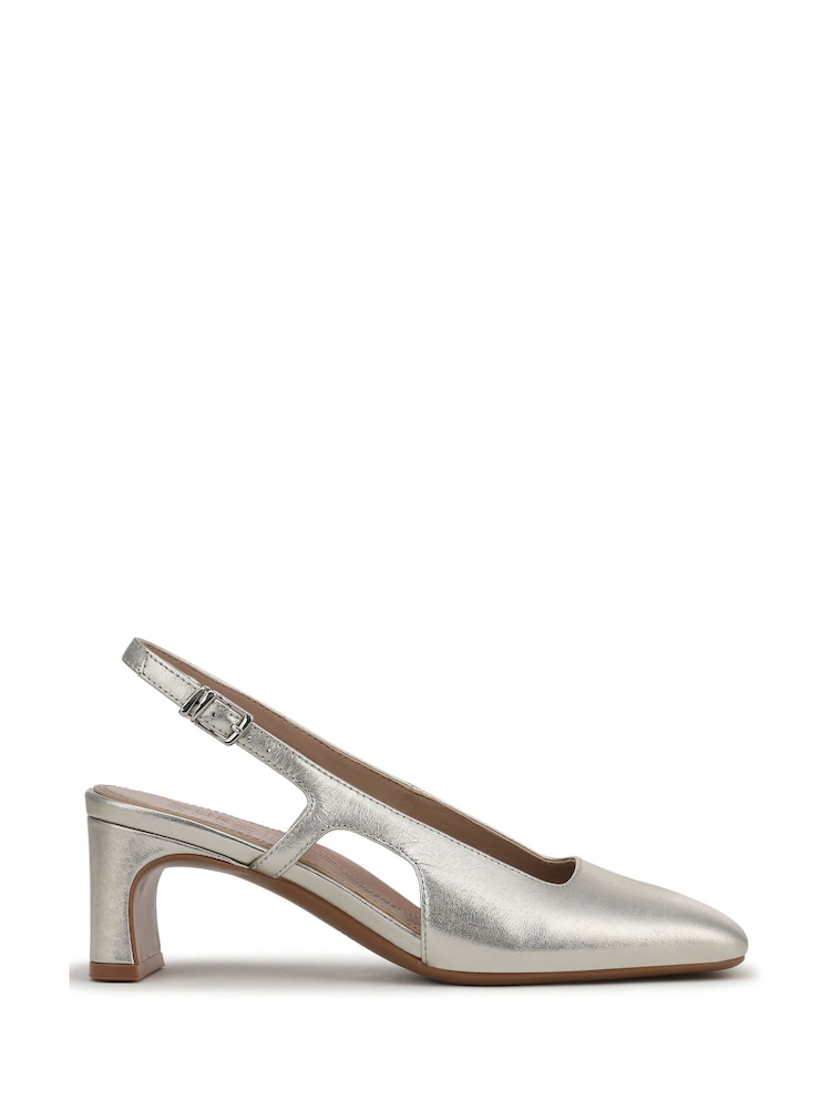 Naturalizer Wide Fit Silver Carmen Slingbacks Shoes - Image 1 of 7