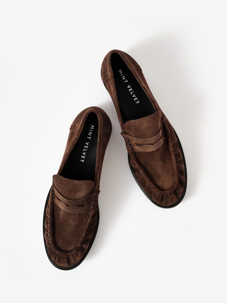 Mint Velvet Brown Suede Loafers - Image 2 of 4