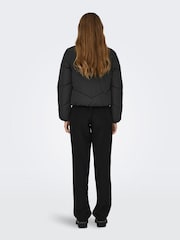 ONLY Black Zip Through Short Puffer Jacket - Image 2 of 6