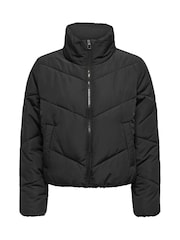 ONLY Black Zip Through Short Puffer Jacket - Image 5 of 6