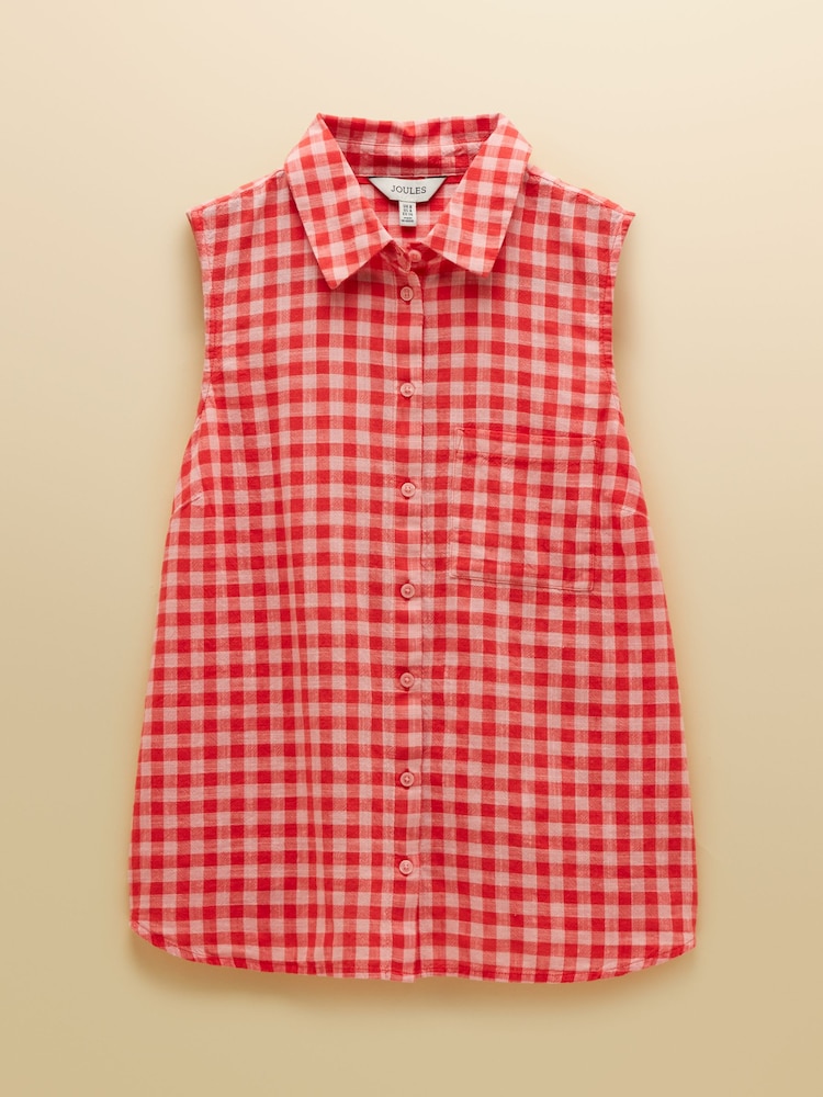 Joules Ida Gingham Sleeveless Shirt - Image 7 of 7 Joules Ida Gingham Sleeveless Shirt - Image 7 of 7