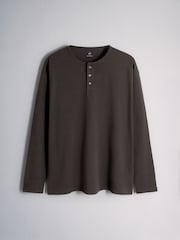 The Set 4 Pack 4 Pack Cotton Long Sleeve Henley TShirt Black/Brown - Image 4 of 6