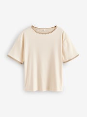 Cream Crochet Trim T-Shirt - Image 1 of 1