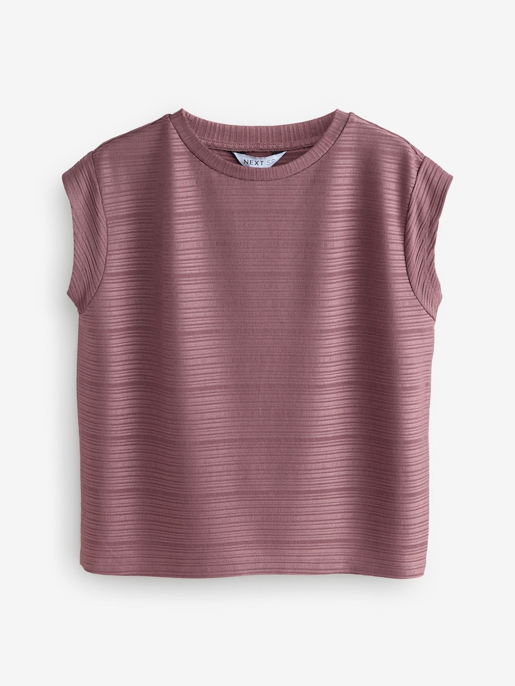 Plum Purple Cap Sleeve Slub T-Shirt - Image 1 of 1