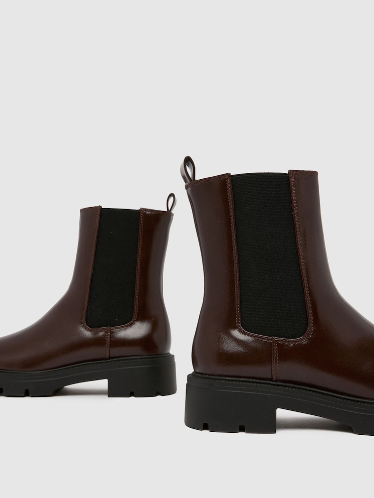 Schuh Abbie Chunky Chelsea Brown Boots - Image 4 of 4