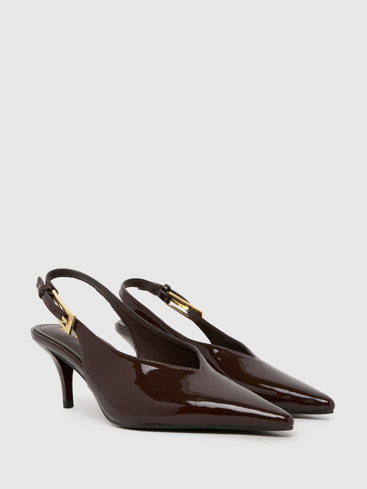 Schuh Sage Buckle Slingback Brown Courts - Image 2 of 4