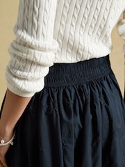 Joules Navy Broderie Cropped Wide Leg Culottes - Image 8 of 9