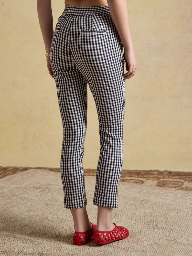 Joules Blue Gingham Capri Cropped Trousers - Image 2 of 8 Joules Blue Gingham Capri Cropped Trousers - Image 2 of 8