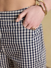 Joules Blue Gingham Capri Cropped Trousers - Image 4 of 8