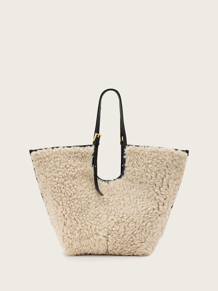 AllSaints Black Ara Shearling Tote - Image 1 of 6 AllSaints Black Ara Shearling Tote - Image 1 of 6