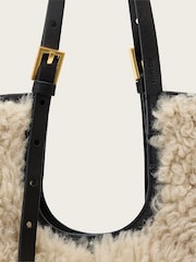 AllSaints Black Ara Shearling Tote - Image 3 of 6