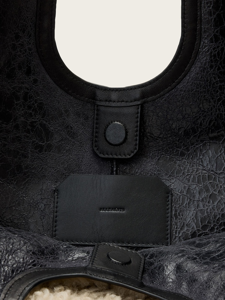 AllSaints Black Ara Shearling Tote - Image 6 of 6