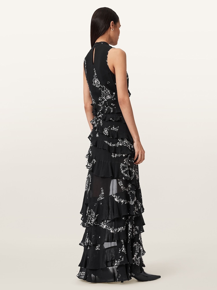 all saints black ruffle dress All Saints Black Ruffle Dress  OWNI