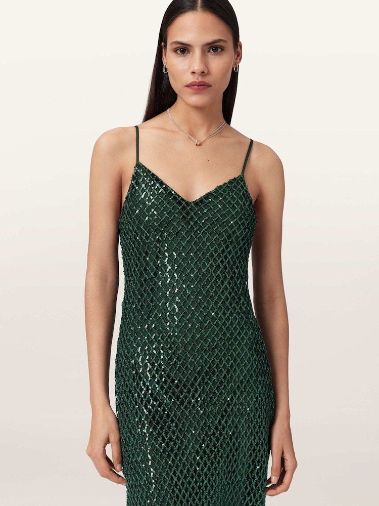 AllSaints Green Chantelle Dress - Image 2 of 7