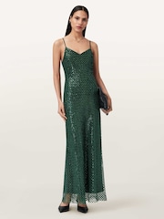 AllSaints Green Chantelle Dress - Image 4 of 7