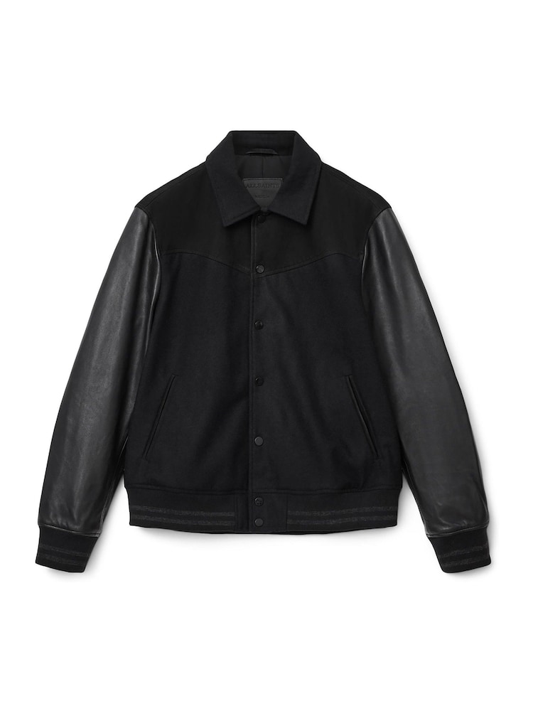 AllSaints Black Endleton Bomber Jacket - Image 9 of 9