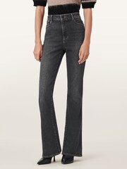 AllSaints Grey Maisie Flare Jeans - Image 2 of 7