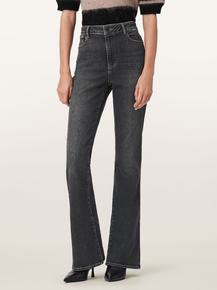 AllSaints Grey Maisie Flare Jeans - Image 2 of 7