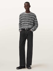 AllSaints Grey Dissolved Crew Jumper - Image 2 of 7