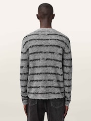 AllSaints Grey Dissolved Crew Jumper - Image 4 of 7