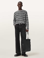 AllSaints Grey Dissolved Crew Jumper - Image 5 of 7