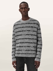 AllSaints Grey Dissolved Crew Jumper - Image 6 of 7