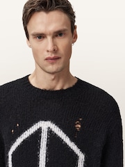 AllSaints Black Message Crew Jumper - Image 2 of 7