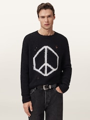 AllSaints Black Message Crew Jumper - Image 4 of 7